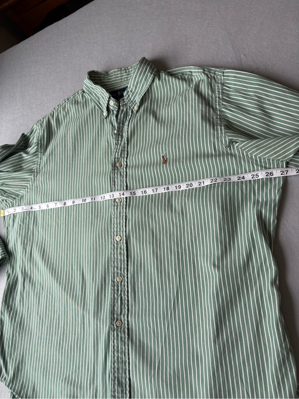 Polo Ralph Lauren Green White Striped Oxford Button-Down Shirt Classic Fit 17.5 - Picture 6 of 10